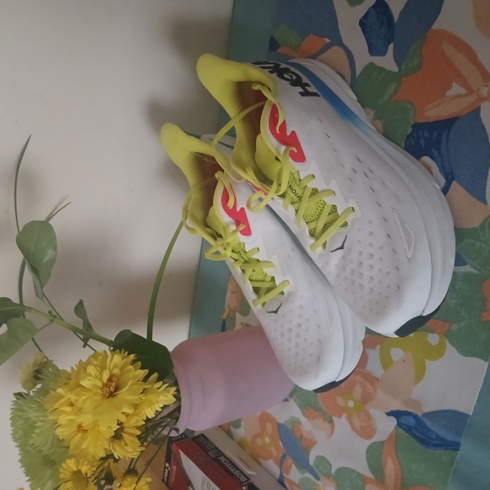 Hoka White and Yellow Running Shoes